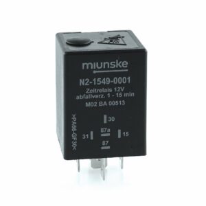 Zeitrelais 12V, NC 10A/NO 15A,  1...15min einstellbar, abfallverzögert, nicht potentialfrei,retriggerbar