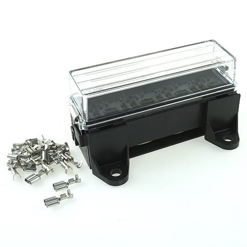 Mini-Relais-Halter, für 4x Mini Relais, Set mit Deckel, Secondarylocks & Kontakten