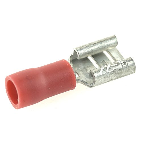 Flachsteckhülse 6,3mm, schaftisoliert rot, 0,25-1mm²