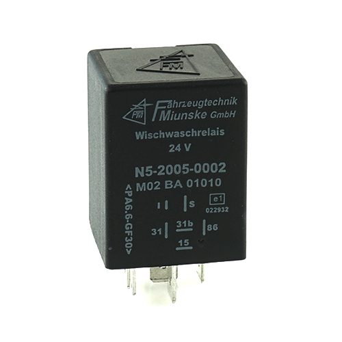 Wisch-Wasch-Intervall-Relais 24V, Intervalldauer 5s, Nachwischdauer 4s, verlängerte Relaiseinschaltdauer 800ms