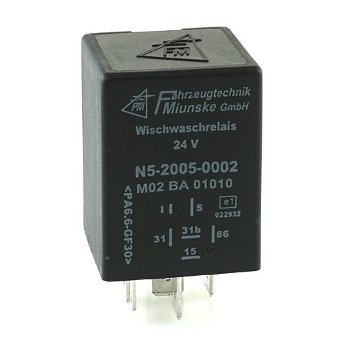 Wisch-Wasch-Intervall-Relais 24V, Intervalldauer 5s, Nachwischdauer 4s, verlängerte Relaiseinschaltdauer 800ms