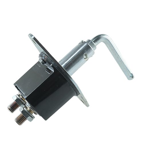 Batterie-Trennschalter, 250A/24V, (2500A/5s), Gehäuseoberteil und Griff aus Metall, länglicher Flansch, Schaft- Ø23,5mm, Lochabstand 100mm
