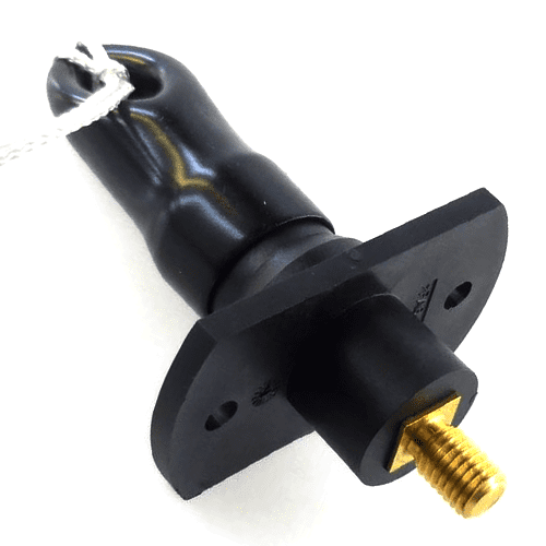 Fremdstartpunkt / Durchführungsbolzen M10/Ø12mm, Messing, Abdeckkappe schwarz