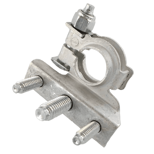 Batterieklemme "-" aus Messingband verzinnt, Anschlussbolzen M6-M8-M6