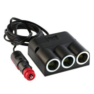 Universal-Stecker 16A/12-24V,  mit Drillingskupplung für Zigarettenanünderstecker, Kabel 2x1,5mm², Länge 2m