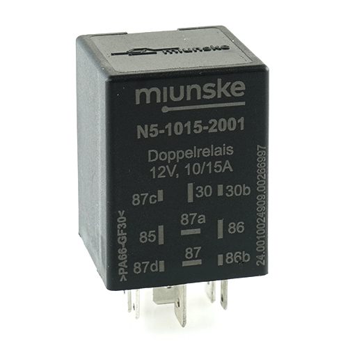 Doppelrelais 12V,  10/15A, 2Wechsler mit Diode getrennt schaltbar