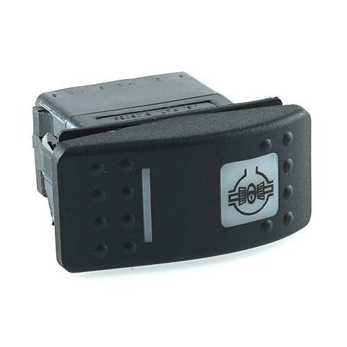 on-on<on Doppelschalter/Taster, 12V/20A, Contura II, LED 1 rot hell, LED 2 grün hell, quadratische und schmale Linse weiß, Symbol "Differenzielsperre"