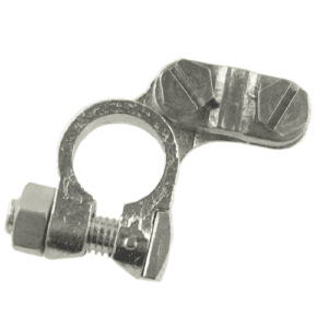 Batterieklemme "+" aus Messingguss, Klemmanschluss, 16-70mm² unten links, nach DIN 72331