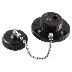 2-polige Steckdose DIN 14690 mit Dichtung im Schraubdeckel, Kunststoff, mit Schaltkontakt