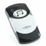 Wippe Contura VI, schwarz, glanzverchromter Einsatz, Welle konvex, ovale und schmale Linse klar, Symbol „Musik“