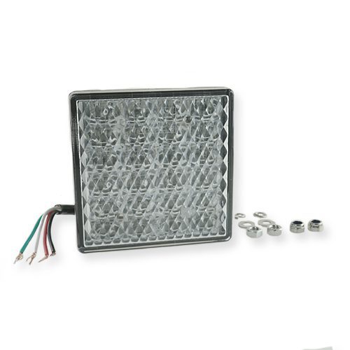 Blink-Brems-Schlusslicht 24V, 80x80mm, Lichtscheibe klar, 0,5m Kabel, 4x0,5mm²