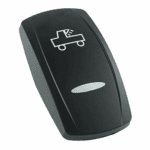 Wippe Contura V, schwarz, Symbol „Arbeitsscheinwerfer hinten“, schmale Linse, gelasert
