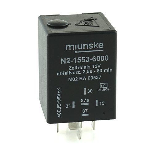 Zeitrelais 12V, NC 10A/NO 15A, 2,5s...60min, einstellbar, abfallverzögert, nicht potentialfrei