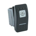 off<on Taster, 12V/20A, Contura II, LED 1 grün hell, LED 2 grün hell, quadratische und schmale Linse weiß, Symbol „Scheibenwaschanlage vorn“