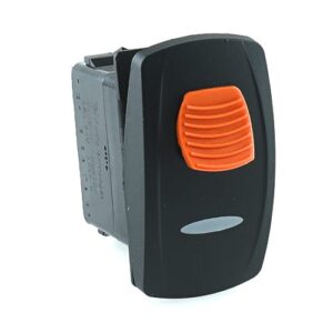 on-on Schalter, 24V/15A, Contura V, mit Schaltersperre, LED rot hell, schmale Linse gelasert