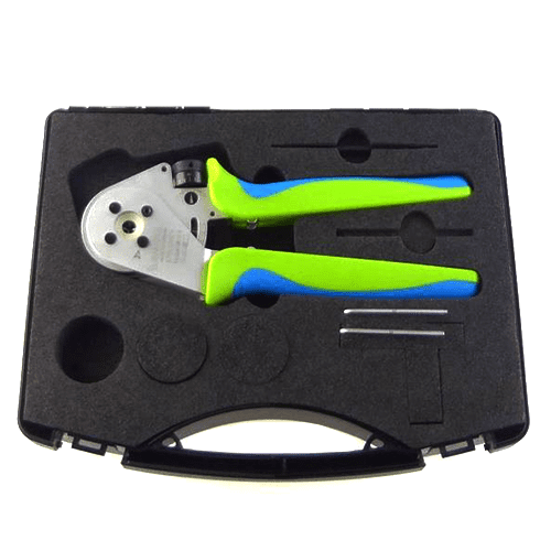 Crimpzange MicroCRIMP/Rennsteig mit Fühlerlehre und Positionshülse, für gedrehte Kontakte