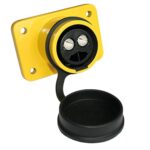 Steckdose 2-polig, 24V, gelb, Crimp-/Lötkontakt 35mm², mit Steckkappe