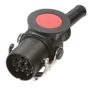 ADR Stecker 15-polig, 24 V, mit Knickschutztülle, gedrehte Kontakte, für Leitungsdurchmesser 14,3 mm - 15,1 mm