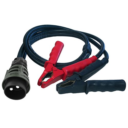 2-poliger Militärsteckverbinder, 24V nach VG 96917, Starthilfekabel, 35mm² Leitung, 3,5m Länge, Stecker schwarz, Polzangen schwarz rot