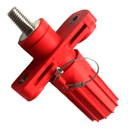 Fremdstartpunkt / Durchführungsbolzen M10/Ø20mm, Messing, Abdeckkappe rot