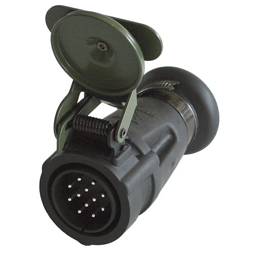Stecker mit Kontaktstiften, 12-polig, 24V, mit Deckel, für Kabeldurchmesser 24mm