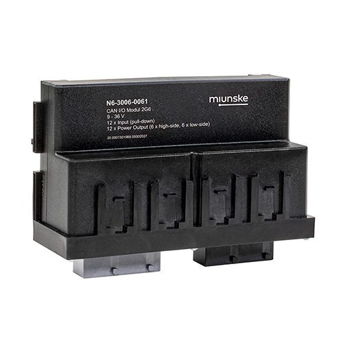 CANopen I/O-Modul 2G6, 9-36V, 12 x Input (pull-down), 12 x Power Output (6 x high-side, 6 x low-side), mit Kunststoffdeckel verschraubt