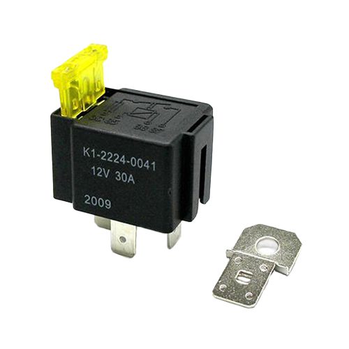 Mini-Relais 12V, 30A, Schließer, mit Kfz-Flachsicherung 20A