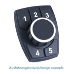 Display Controller, CANJ1939, drehbarer Encoder mit Joystickfunktion & Push-to select Taste, 5 anpassbare Funktionstasten, dimmbare Beleuchtung