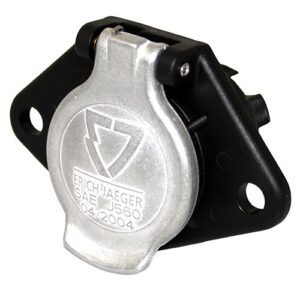 Steckdose 12 V, 7-polig, N-Typ, SAE J560-12V,Schraubanschluss, mit Klappdeckel aus Metall