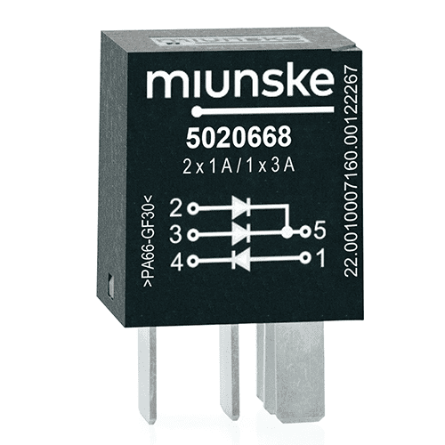 Diodenkombination Mikro 3-fach, 1A, 1000V, 2 Dioden mit gemeinsamer Kathode, 1 Diode einzeln
