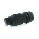 Stecker 3-polig, 6-24V, mit Kontaktbuchsen, mit Schraubkappe, Kabelverschraubung für 6-10mm