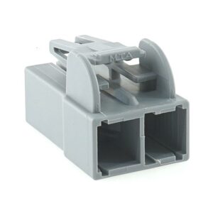 Leistungs-Flachsteckhülsengehäuse, female holder polarized, 2-polig, grau