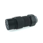 Stecker mit Löt-Kontaktbuchsen, 12-polig, 24V, schwarz, für Kabeldurchmesser 18-20mm