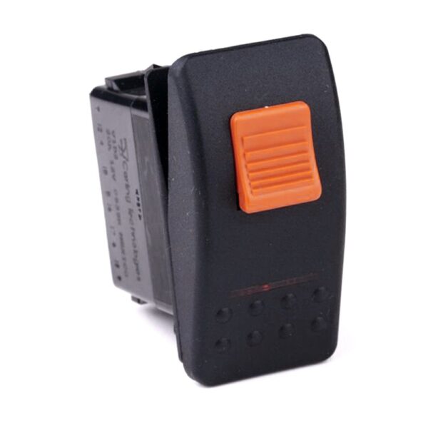 on-off Schalter, 12V/20A, Contura II, mit Schaltersperre, LED gelb, schmale Linse gelb