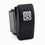 on>on Taster, 12V/20A, Contura II, LED 2 grün hell, quadratische Linse weiß, Symbol „Stummschaltung“