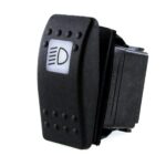 on-2xon-on Doppelschalter, 12V/20A, Contura II, LED 1 grün hell, quadratische Linse weiß, Symbol „Abblendlicht“ mit Flächendichtung