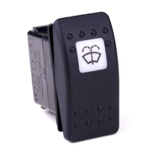on-on<2on Doppelschalter/Taster, 24V/15A, Contura II, LED 1 grün hell, quadratische Linse weiß, Symbol "Scheibenwischer vorn"