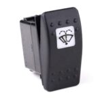 on-on<on Doppelschalter/aster, 12V/20A, Contura II, LED 1 grün hell, quadratische Linse weiß, Symbol „Scheibenwischer/-wascher“