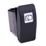 on-on<on Doppelschalter/Taster, 12V/20A, Contura II, LED 1 grün hell, quadratische Linse weiß, Symbol „Scheibenwischer/-wascher hinten“