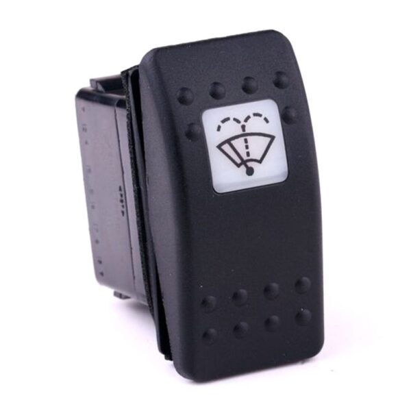 on-on<2on Doppelschalter/Taster, 12V/20A, Contura II, LED 1 grün hell, quadratische Linse weiß, Symbol "Scheibenwischer/-wascher", mit Flächendichtung