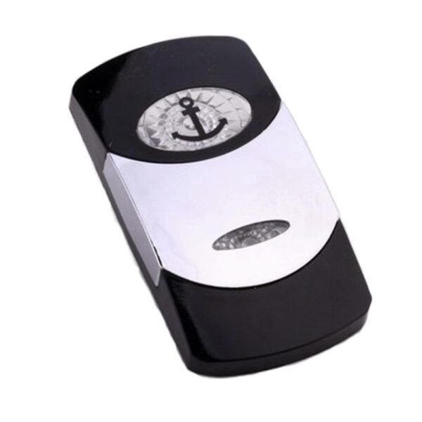 Wippe Contura VI, schwarz, glanzverchromter Einsatz, Welle konvex, ovale und schmale Linse klar, Symbol "Anker"