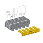 Steckmodul für 6x Mikro Relais (.280 pins) oder 20x MiniVal/Dioden/Sicherungsautomaten