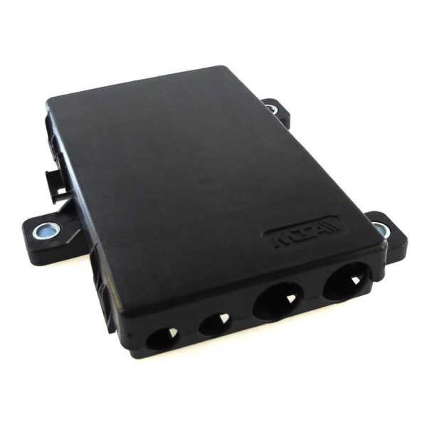 PDU/Sicherungshalter für MidiVal 30mm, 4-fach, mit Deckel, mit Sammelschiene, mit Befestigungslaschen