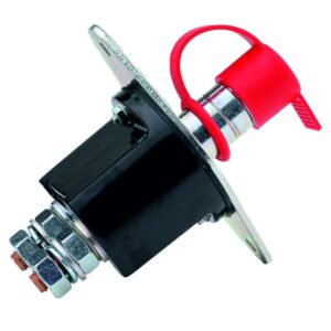 Batterie-Trennschalter, 250A/24V, (2500A/5s), Gehäuseoberteil und Griff aus Metall, länglicher Flansch, Schaft- Ø22mm, Lochabstand 100mm