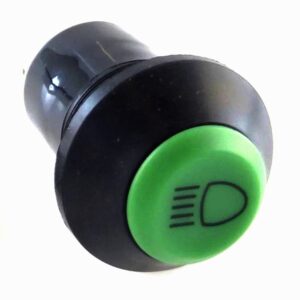 Druckschalter, 12V/20A, 24V/10A, Schaltknopf grün, Symbol "Licht"