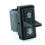 on>off<on Doppeltaster 24V/15A, Contura XII, LED 1 grün hell, LED 2 grün hell,  quadratische Linsen grün, Symbol „Pfeil links“/“Pfeil rechts“