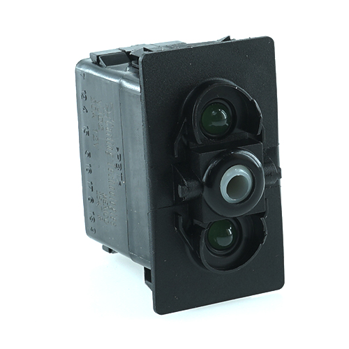 on-off-on Doppelschalter, 12V/20A, für Contura II, III, IV,V, LED 1 grün hell, LED 2 grün hell