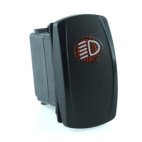 on-2xon-on Doppelschalter, 24V/15A, Contura V, LED 1 orange, ovale Linse orange, Symbol "Abblendlicht"