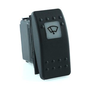 on-on Doppelschalter, 12V/20A, Contura II, LED 2 grün hell, quadratische Linse weiß, Symbol "Scheibenwischer", mit Flächendichtung